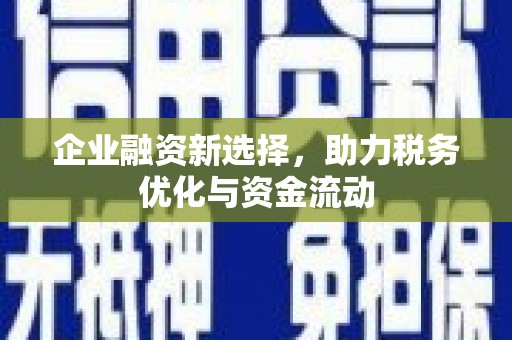 临县企业融资新选择，助力税务优化与资金流动