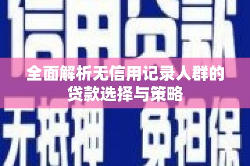 凤城全面解析无信用记录人群的贷款选择与策略